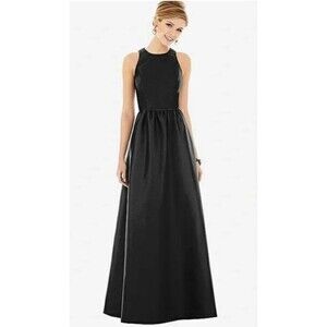 Alfred Sung Style: D7077 Bridesmaid Formal Prom Dance Taffeta Black Dress-2